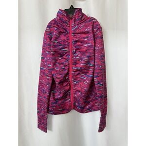 Champion Duo Dry Black Full Zip Sweatshirt Ruched Front Pink Girls M 7-8  B65‎